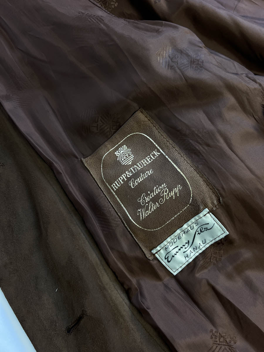 Vintage Velourleder Mantel in Braun