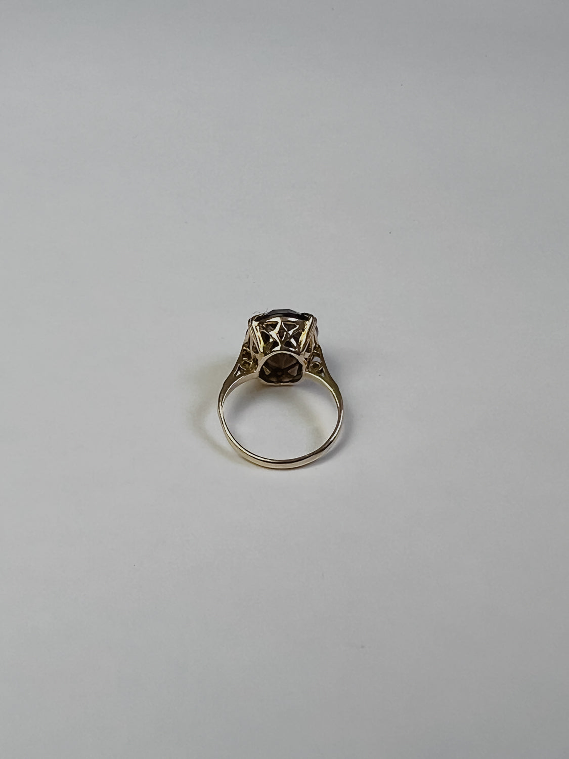 Vintage Ring Echtgold mit braunem Rauchquarz Edelstein