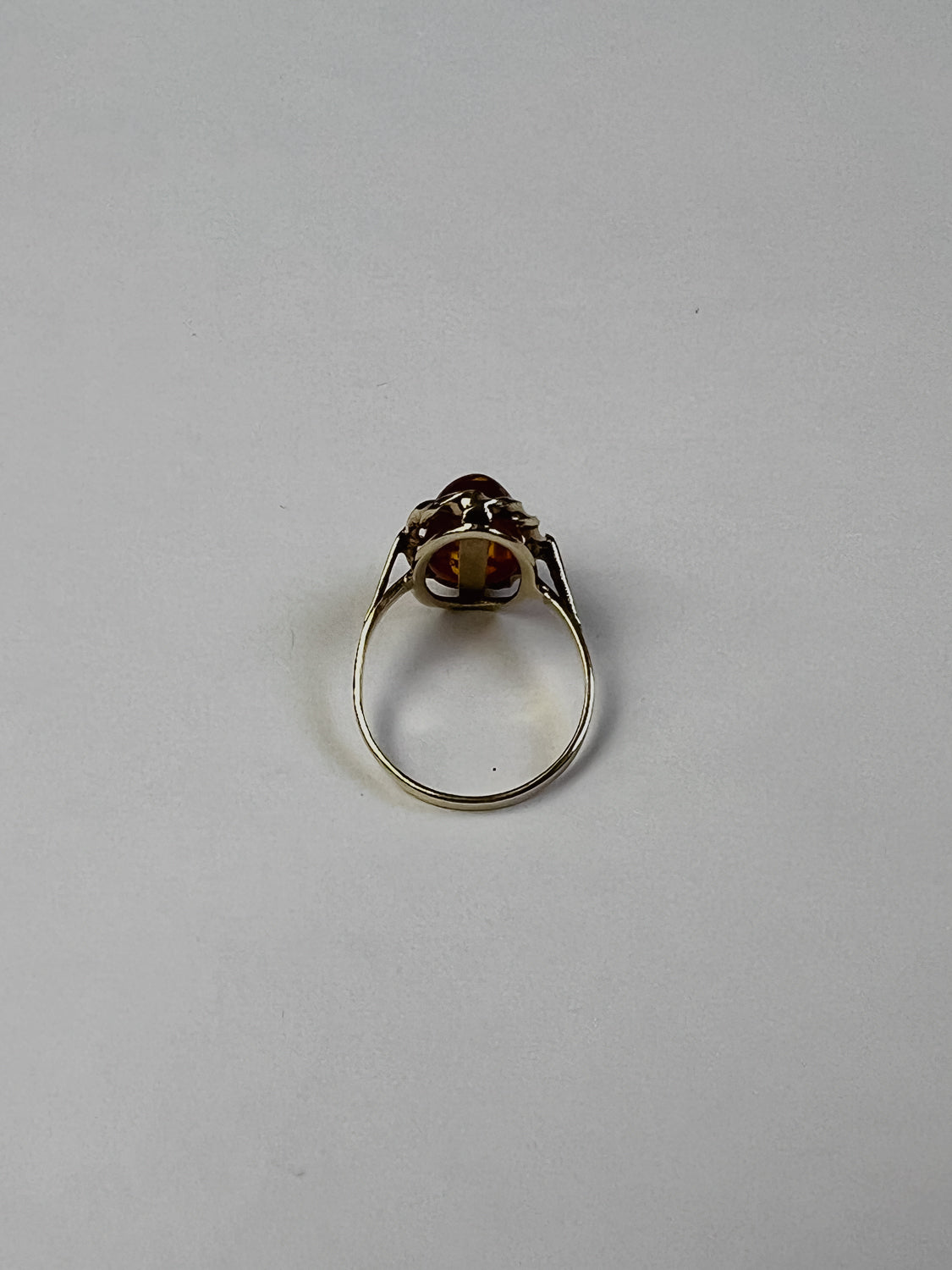 Vintage Ring Echtgold mit braunem Bernstein